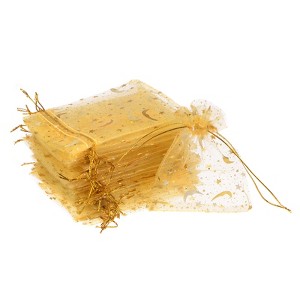 Unique Bargains Moon Star Printed Drawstring Mini Gift Candy Christmas Organza Bags 100 Pcs - 1 of 4