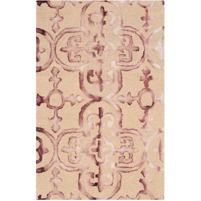 Hand-Tufted Beige & Maroon Wool Rectangular Rug - Easy Care