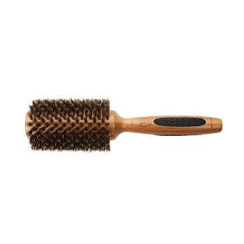Bass Brushes P Series Straighten & Curl Round Brush with Deluxe Length Styling Head 100% Premium Natural Bristle Bamboo Handle