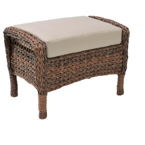 Jiallo Modern Concept Faux Sea Grass Resin Rattan Ottoman - 1 of 2