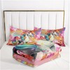 Boersma 3D Printed Unicorn Bedding Set | Lovely Pink Rainbow Comforter, All-Season Quilt with Colorful Floral Design, Includes 2 Pillowcases - 4 of 4