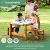 Guidecraft Acadia Outdoor Art Table and Stool Set: Kids Acacia Wood Painting and Arts and Crafts Table with Mobile Storage Paper Roll and Paint Cups - 2 of 4