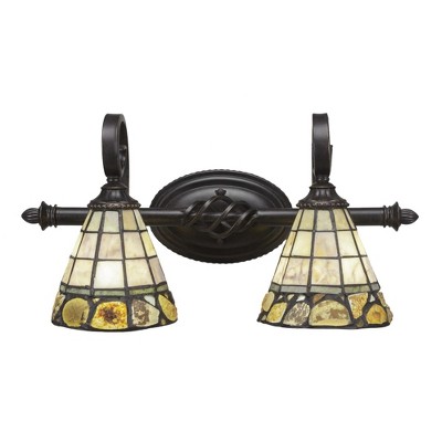 Toltec Lighting Elegante 2 - Light Vanity in  Dark Granite with 7" Cobblestone Art Glass Shade
