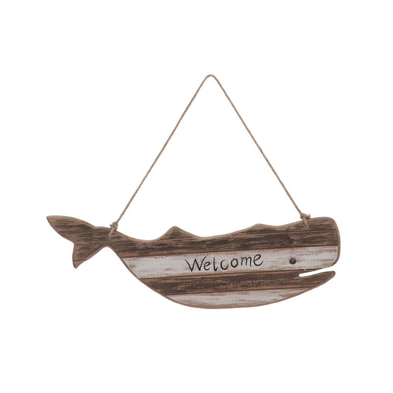Beachcombers Welcome Whale Wall Hanging Sign Wall Home Decor Coastal Nautical Beach Ocean 14.96 x 0.59 x 11.42 Inches., 1 of 3