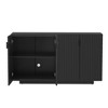 Hostack Sideboard Buffet Cabinet with Ample Storage Space, 4 Fluted Doors and Adjustable Shelves for Dining and Living Room, BLACK - 2 of 4