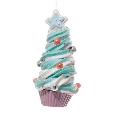 Kurt S. Adler 5” Dessert Delight Candied Mint Swirl Ice Cream Sundae Christmas Ornament - Blue/White