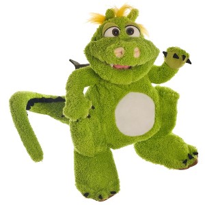 Living Puppets: Toots The Green Dragon - 14" Plush Hand Puppet, Handmade, Moving - 1 of 4