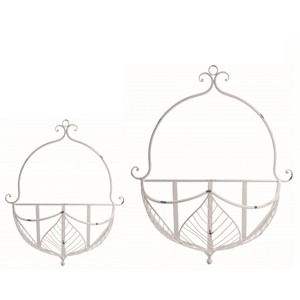 Transpac Metal 20 in. Silver Spring Leaf Hanging Container Set of 2 - 1 of 4