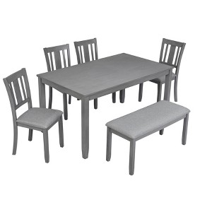 NicBex 6-Piece Dining Table Set with 4 Upholstered Dining Chairs & Bench,Modern 58.5 Inch Rectangle Kitchen Table Set with Wood Legs for livingroom - 1 of 4