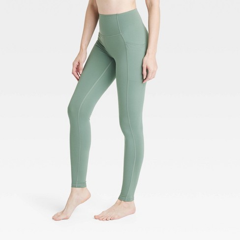 Women's Brushed Sculpt Curvy High-rise Pocketed Leggings - All In Motion™  Green L : Target