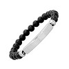 Steeltime Men's black lava and stainless steel Our Father id beaded bracelet. Color Options: Silver, Gold - 2 of 4
