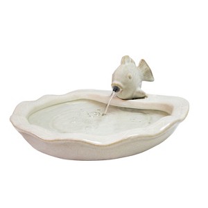 Sunnydaze 7"H Electric Glazed Ceramic Fish Outdoor Water Fountain - 1 of 4
