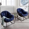 VYNXARIA Outdoor Rattan Rocking Chair,Padded Cushion Rocker Recliner Chair Outdoor for Front Porch, Living Room, Patio, Garden, Navy blue - 3 of 4