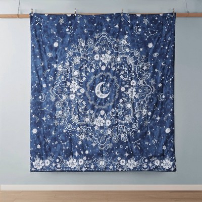 Navy Microfiber Celestial Full Bedspread Set
