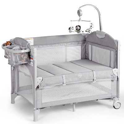 MYKKO Portable Playard with Bassinet in Pink, Packable and Easy Setup Baby Playard, Lightweight and Portable Playard