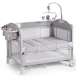 MYKKO Portable Playard with Bassinet in Pink, Packable and Easy Setup Baby Playard, Lightweight and Portable Playard - 1 of 4