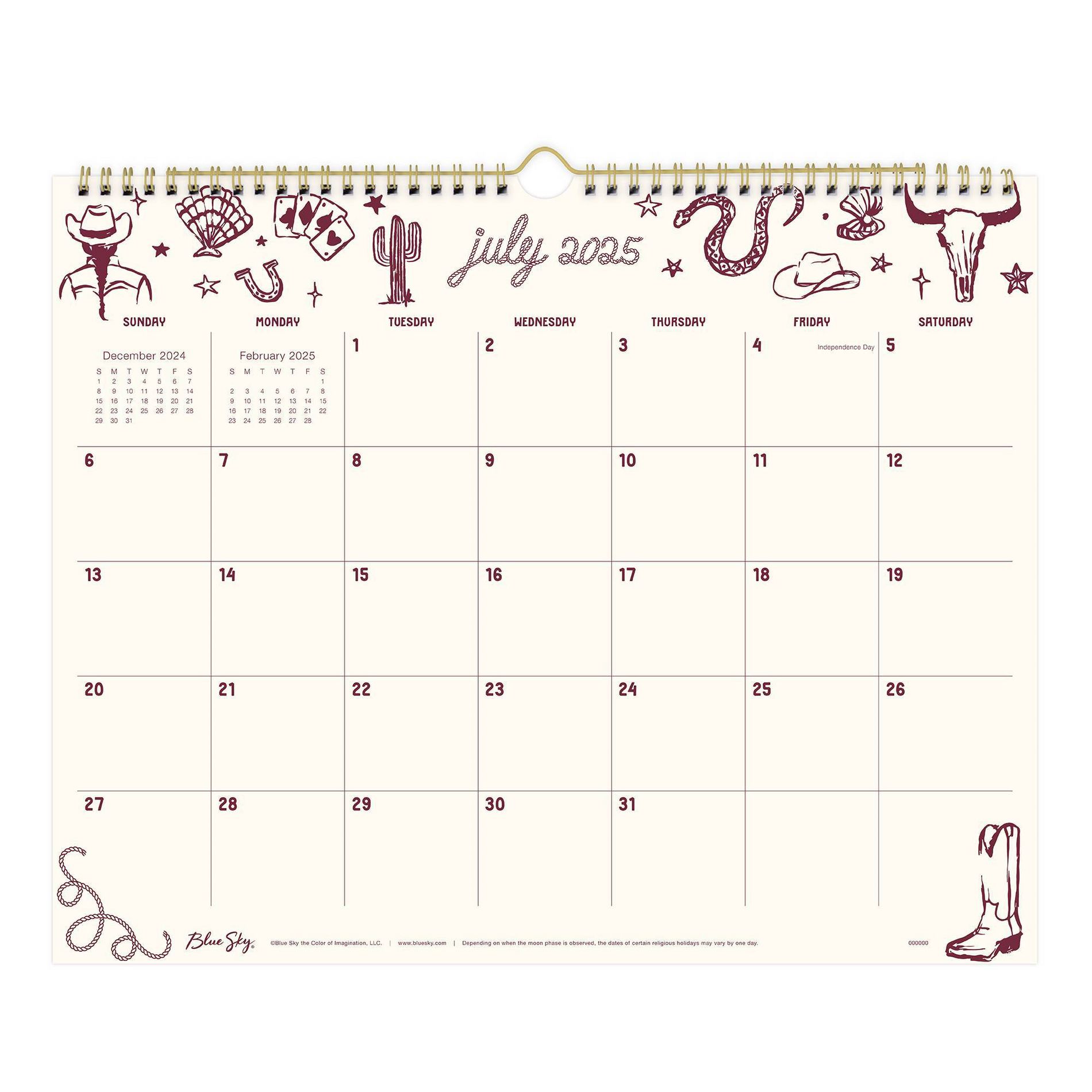 Blue Sky 15"x12" 2025-2026 Monthly Wall Calendar Pop Culture Assorted