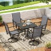 VisioGear Patio Accent Table Sets, 5-Piece Outdoor Table and Chairs Set, Patio Table with Umbrella Hole for Backyard, Gray, 21.7"*21.7"*40.2" - 3 of 4