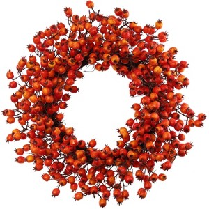 Floral Home 22" Orange Hawthorn Wreath - 1-Piece - 1 of 2