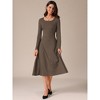 INSPIRE CHIC Women's Knit Midi A-Line Drawstring Back Square Neck Long Sleeve Dresses - 4 of 4