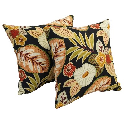 Blazing Needles Outdoor Floral Throw Pillow, 17", Marlow Spice 2 Count