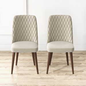 Mid-Century Velvet Dining Chairs, Set of 2 – Performance Fabric & Solid Wood - 1 of 4