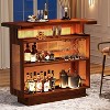 Tribesigns Rattan Home Bar Unit, Farmhouse 4-Tier Mini Bar Table with 4 Stemware Racks and Heightened Base, Liquor Bar Cabinet for Home Pub - 2 of 4