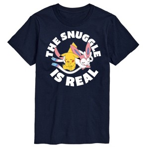 Men's - Pokémon - The Snuggle Is Real Pikachu and Sylveon -Men's Short Sleeve Graphic T-Shirt Short Sleeve Graphic T-Shirt - 1 of 3
