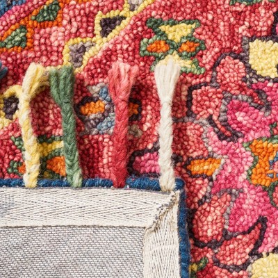 Handmade Red Tufted Wool Round Area Rug, 6' x 9'