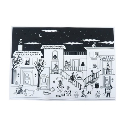 Daydream Society - Trick or Treat Street Street Scene Halloween Reusable Silicone Coloring Mat - Pack of 1