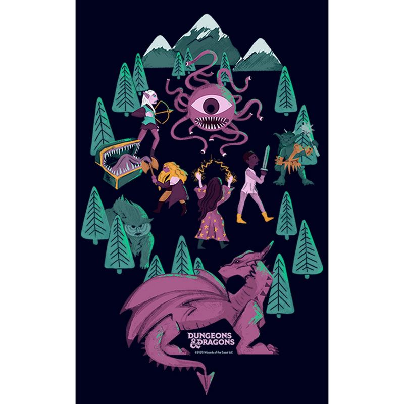 Juniors Womens Dungeons & Dragons Let The Adventure Begin, Watch Out For Monsters T-Shirt, 2 of 5