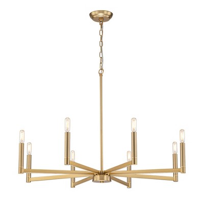 LLHZSY 8-Light Classic Candle Chandelier Kitchen island Hanging Pendant for dining room - 35.4 in. W x 7.3 in. H - Gold