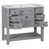 36'' Bathroom Vanity With Top Sink Set 2 Soft Closing Doors 6 Drawers Bottom Storage Shelf Modern Bathroom Storage Cabinet For Garage Garden - 4 of 4