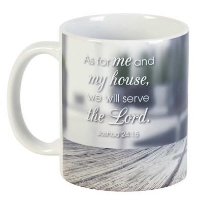Dicksons As For Me And My House Grey and White 11 Ounces Ceramic Coffee Mug Cup