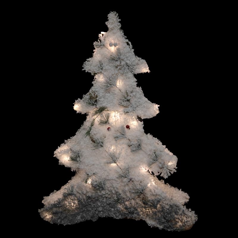 Northlight 27.5" LED Lighted White Tinsel and Pine 2-D Christmas Tree Decoration, 3 of 7