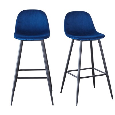 Syemin Dining Chairs Bar Stools Set of 2 Velvet Barstool Modern Counter Bar Height Chair Island Stool for Kitchen Bar, Blue, 19.3"*19.3"*39.1"