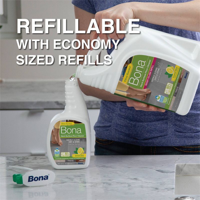 Bona Lemon Mint Cleaning Products Multi-Surface Cleaner Spray + Mop All Purpose Floor Cleaner - 32oz, 5 of 14
