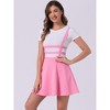 INSPIRE CHIC Women's Pleated A-Line Elastic Waist Mini Braces Suspender Skirt - 2 of 4