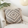 Saro Lifestyle Tufted Diamond Block Print  Decorative Pillow Cover, Black, 20" - 3 of 3