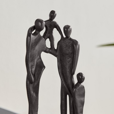 Brown Cast Iron Abstract Family of Four Sculpture