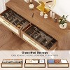 Jojoka 6 Drawer Dresser with Burlap Design Wood Storage Chest for Bedroom Living Room Nursery Closet and Entryway Rustic Caramel Finish - 4 of 4
