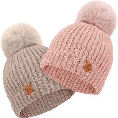 KeaBabies 2pk Baby Hats, Baby Beanies, Newborn Hats for Baby Girls, Boys, Baby Winter Hat, 0-36 Months Infant Hat