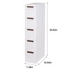 VECELO Narrow Bathroom Storage Cabinet, Mobile Plastic Slim Rolling Organizer Cart with Built-in 4 Wheels for Living Room or Bathroom, White - 3 of 4