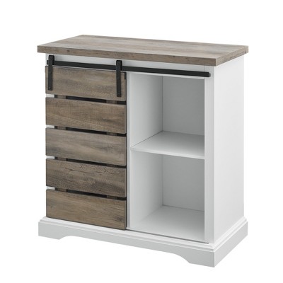 Tertia Modern Transitional Accent Cabinet with Sliding Plank Door - Saracina Home