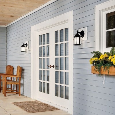 Black Traditional Lantern Style Wall Sconce with Clear Glass