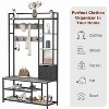 COZONY 5-in-1 Hall Tree with Bench & Shoe Storage, Entryway Coat Rack with Hooks and 2-Tier Shelves, Metal Frame, Gray - 4 of 4