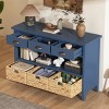 Entryway Console Table with Storage, Farmhouse Hallway Table with 3 Drawers and 3 Water Hyacinth Baskets for Living Room or Foyer - Panipeachy - 3 of 4