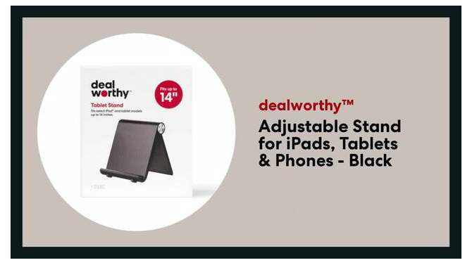 Adjustable Stand for iPads, Tablets &#38; Phones - dealworthy&#8482; Black, 2 of 5, play video