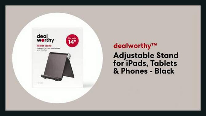 Adjustable Stand for iPads, Tablets &#38; Phones - dealworthy&#8482; Black, 2 of 5, play video