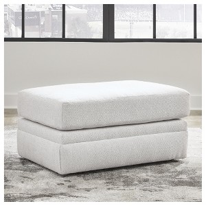Signature Design by Ashley Maitelynn Ottoman, Chalk White Upholstered Footrest with Modern Cushion Design - 1 of 4